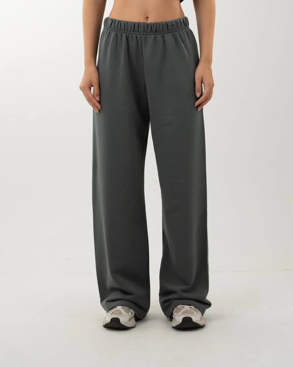 Womens No Pocket Wide-Leg Pants Grey