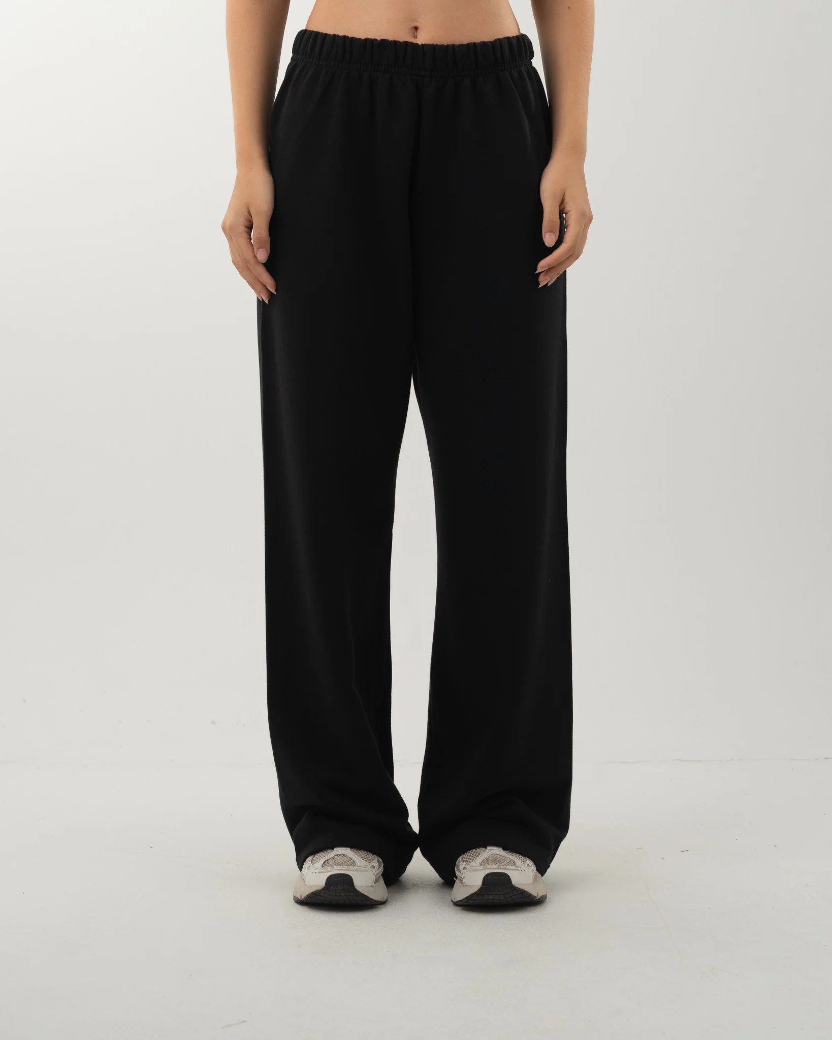 Womens No Pocket Wide-Leg Pants Black