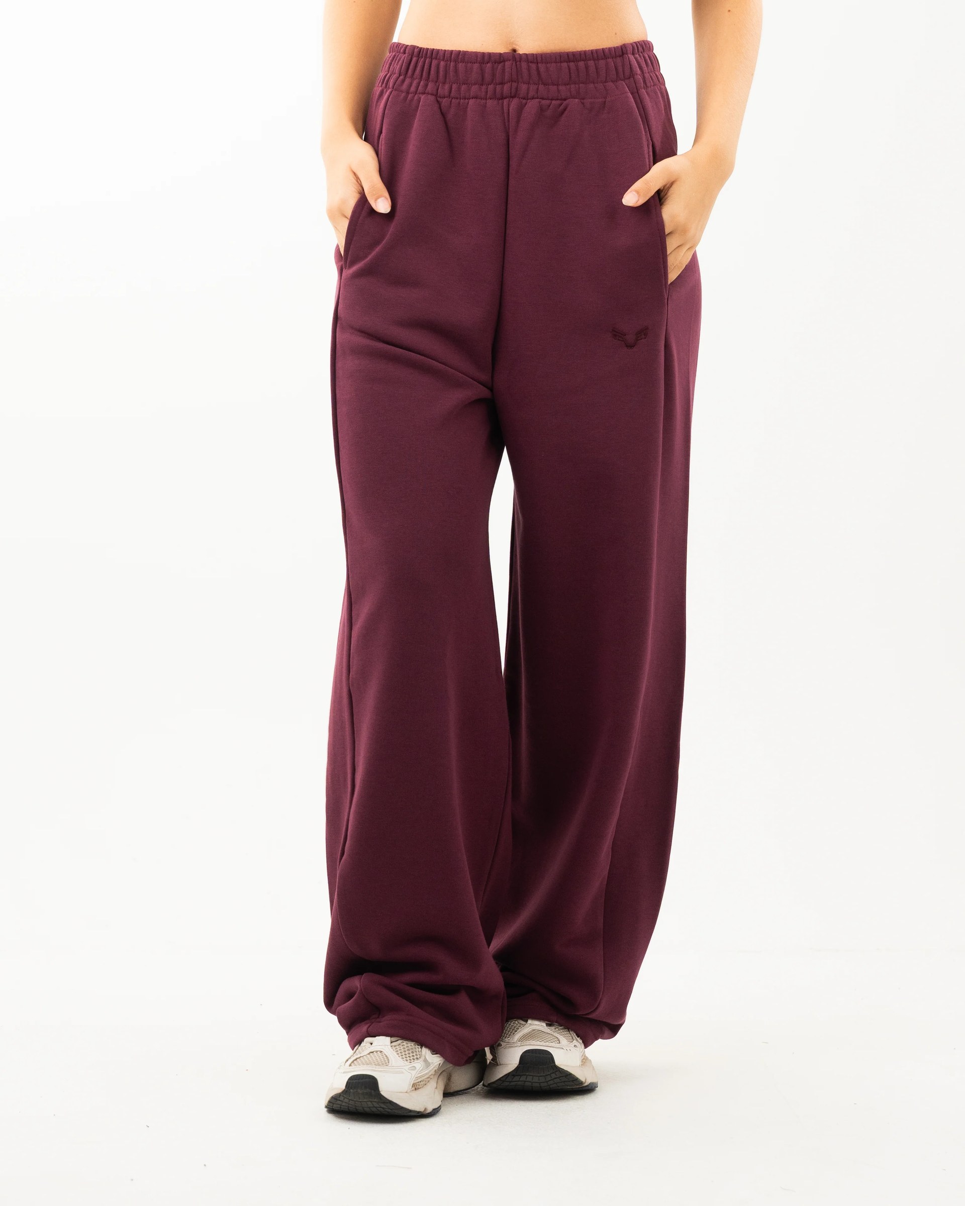 Womens Burgundy Essential Oversized Pants