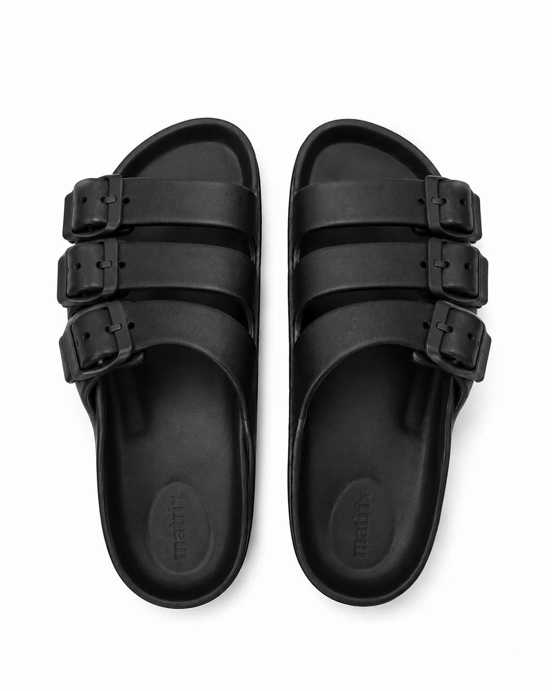 Triple Strap Slides - Black