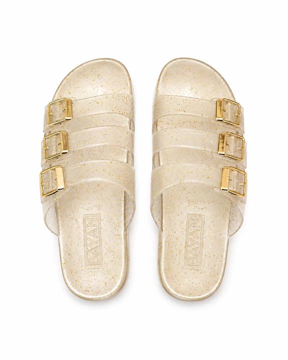Pearl Buckle Slides - Gold