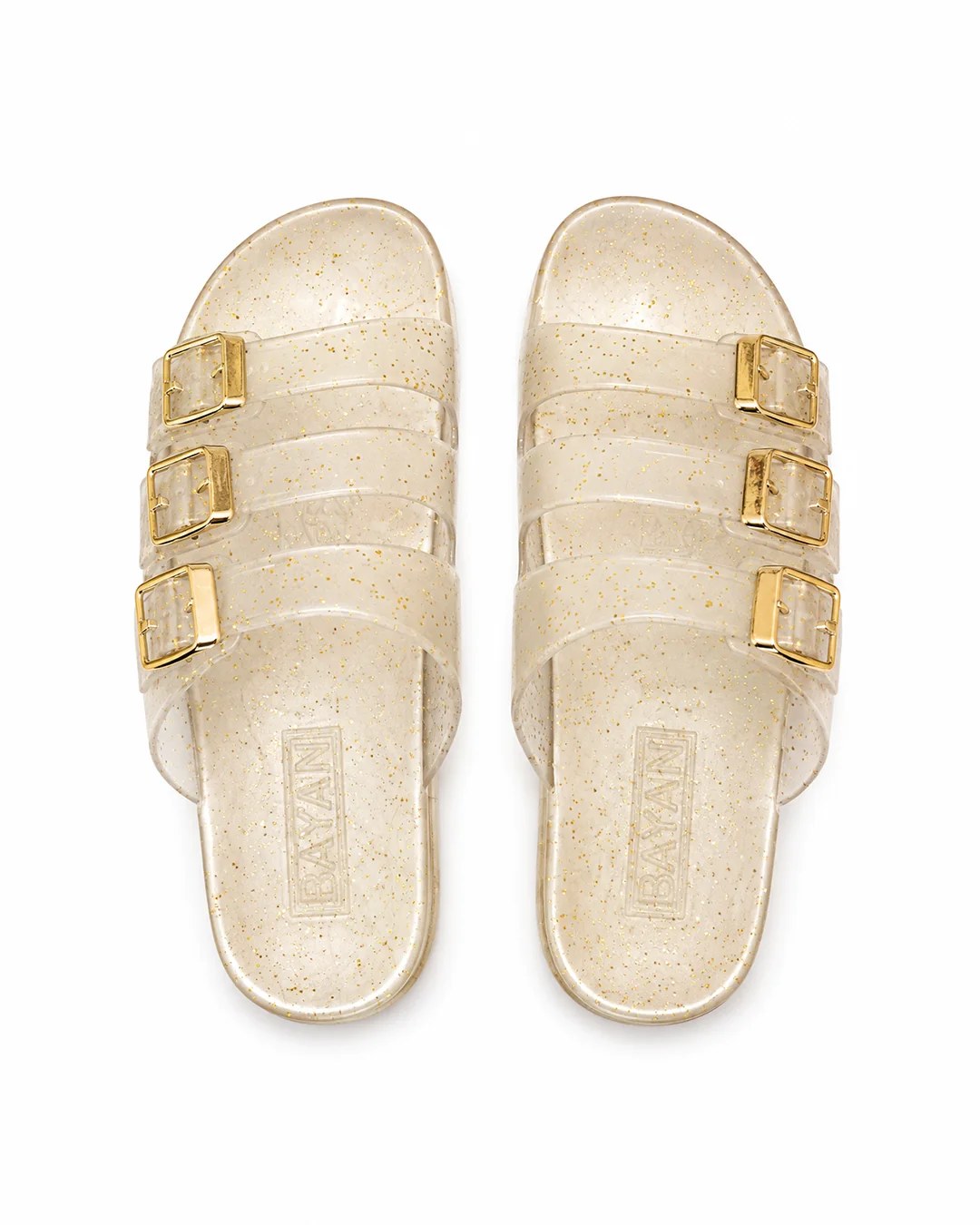 Pearl Buckle Slides - Gold