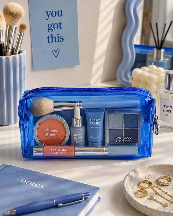 Neon Clear Pouch - Blue