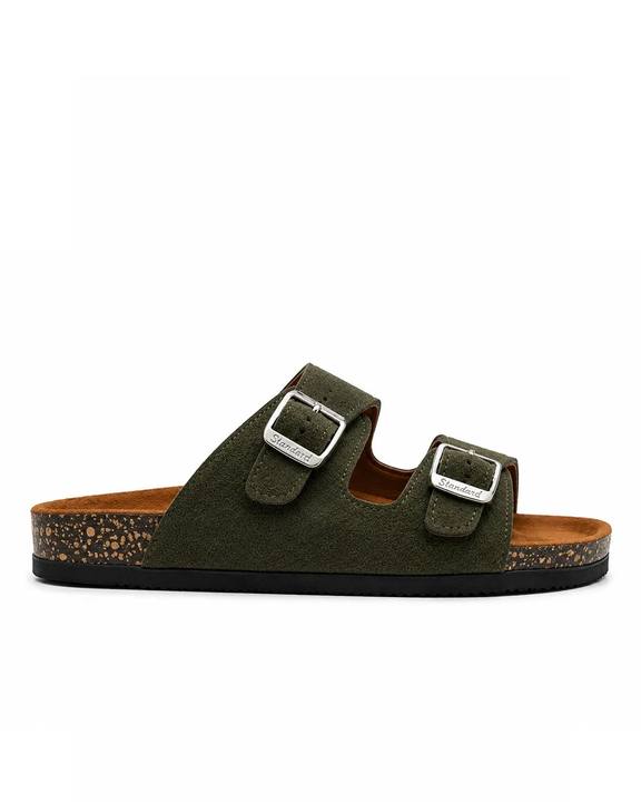 Unisex Double Buckle Slides - Olive
