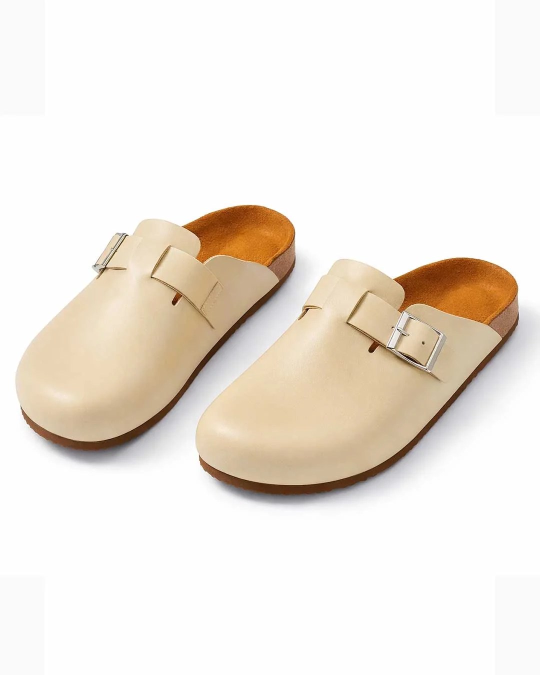 Leather Clogs - Beige