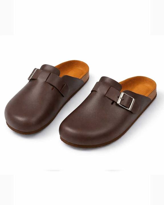 Leather Clogs - Brown