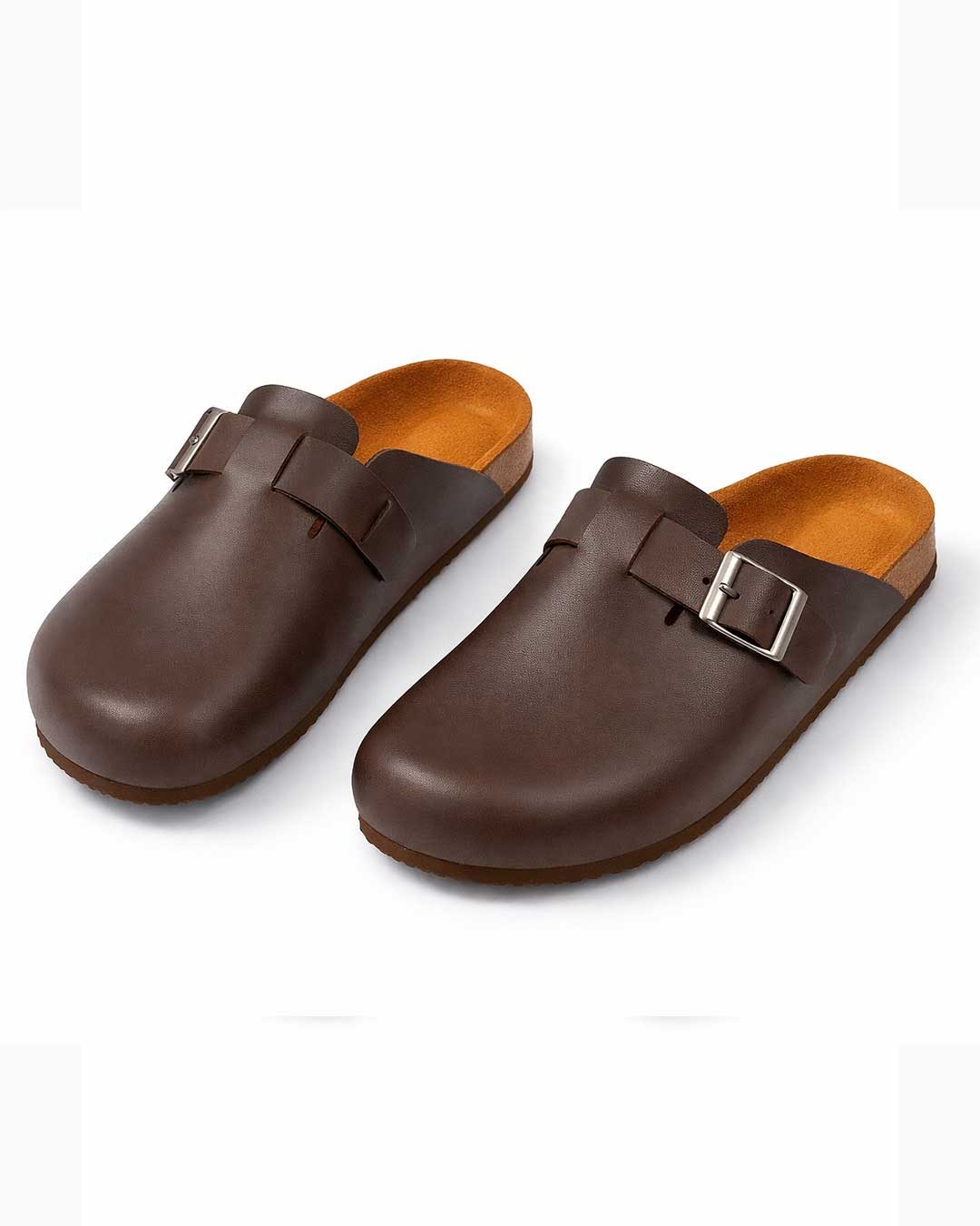 Leather Clogs - Brown