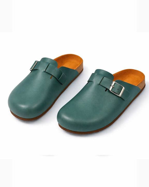 Leather Clogs - Dark Teal