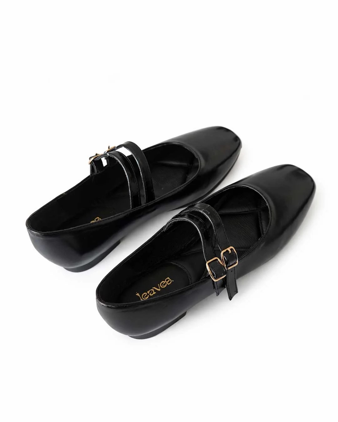 Double Strap Mary Jane Ballet Flats – Black