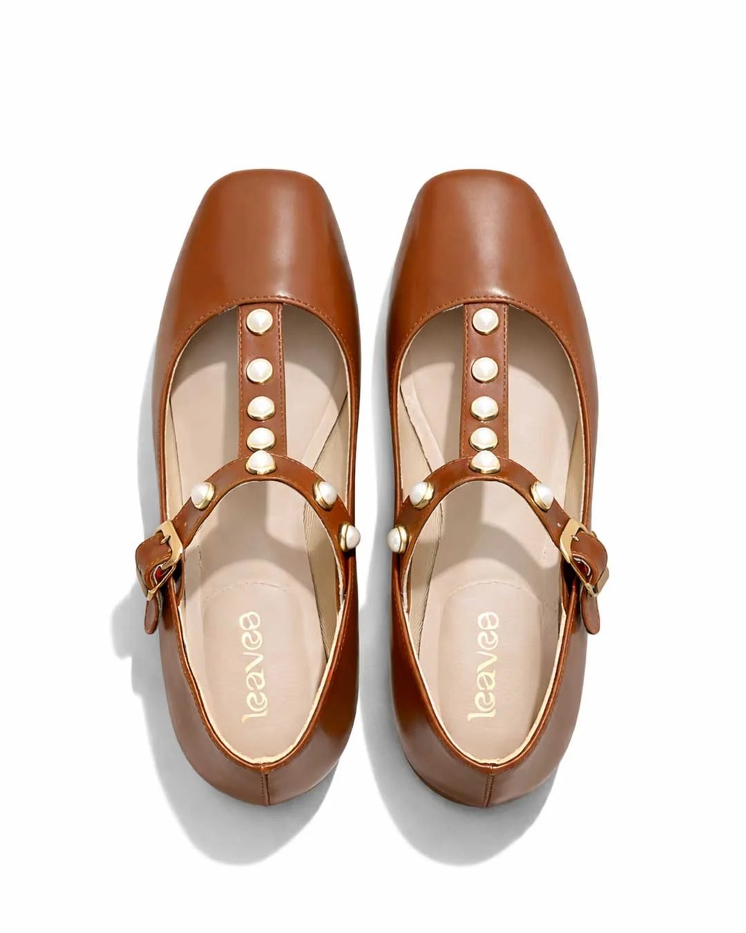 Pearl Strap Ballet Flats – Camel