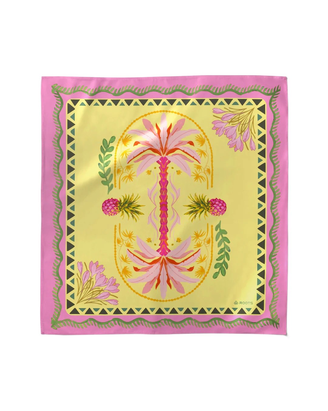 Palm Oasis – Silk Satin Summer Scarf
