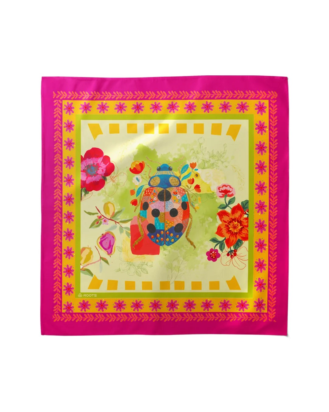 Lucky Garden – Silk Satin Summer Scarf