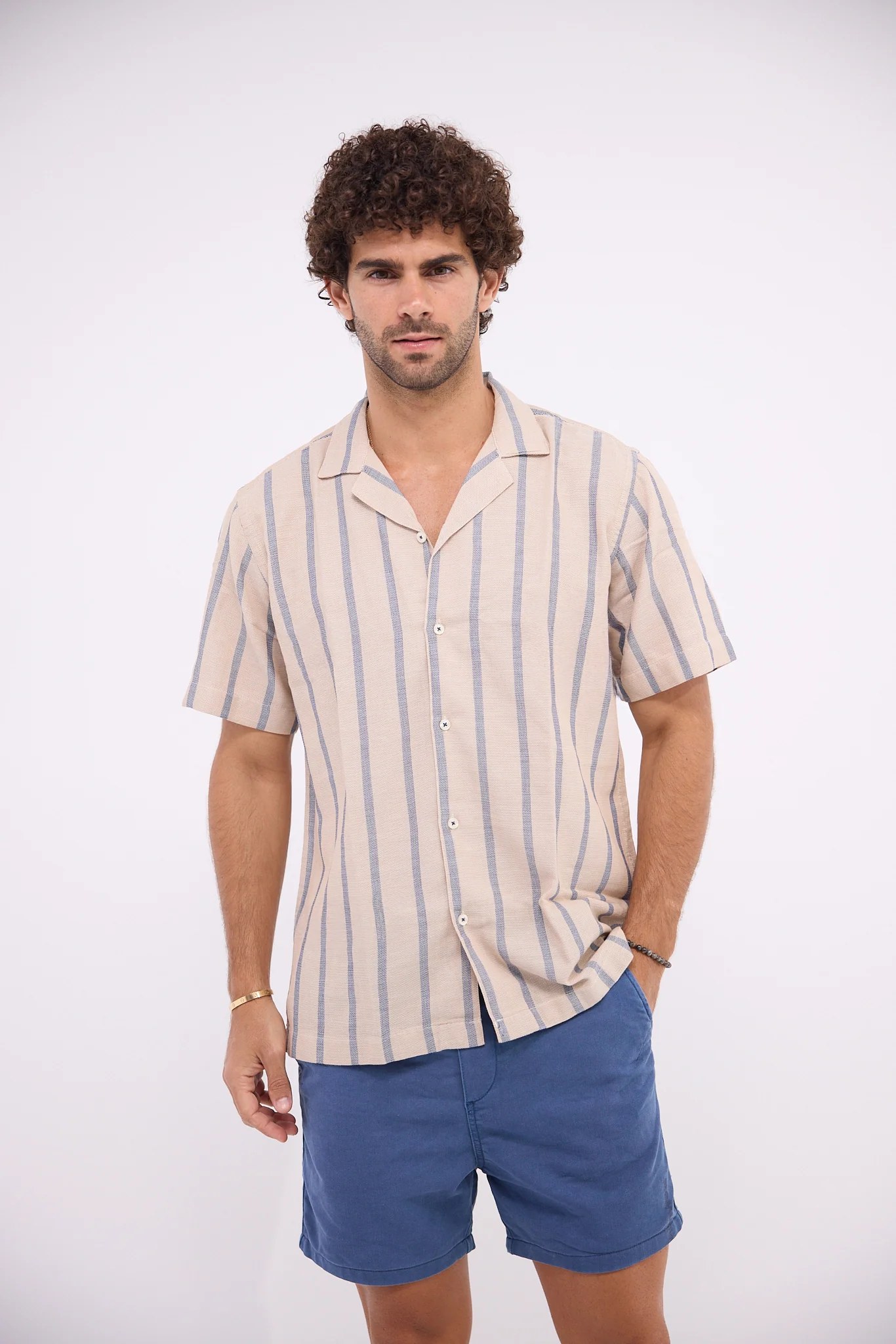 The Striped Beige x Navy  - Shirt