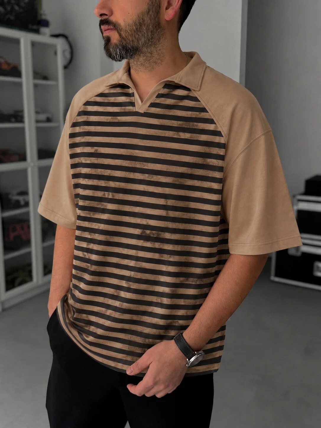 Vintage Striped Polo - Beige