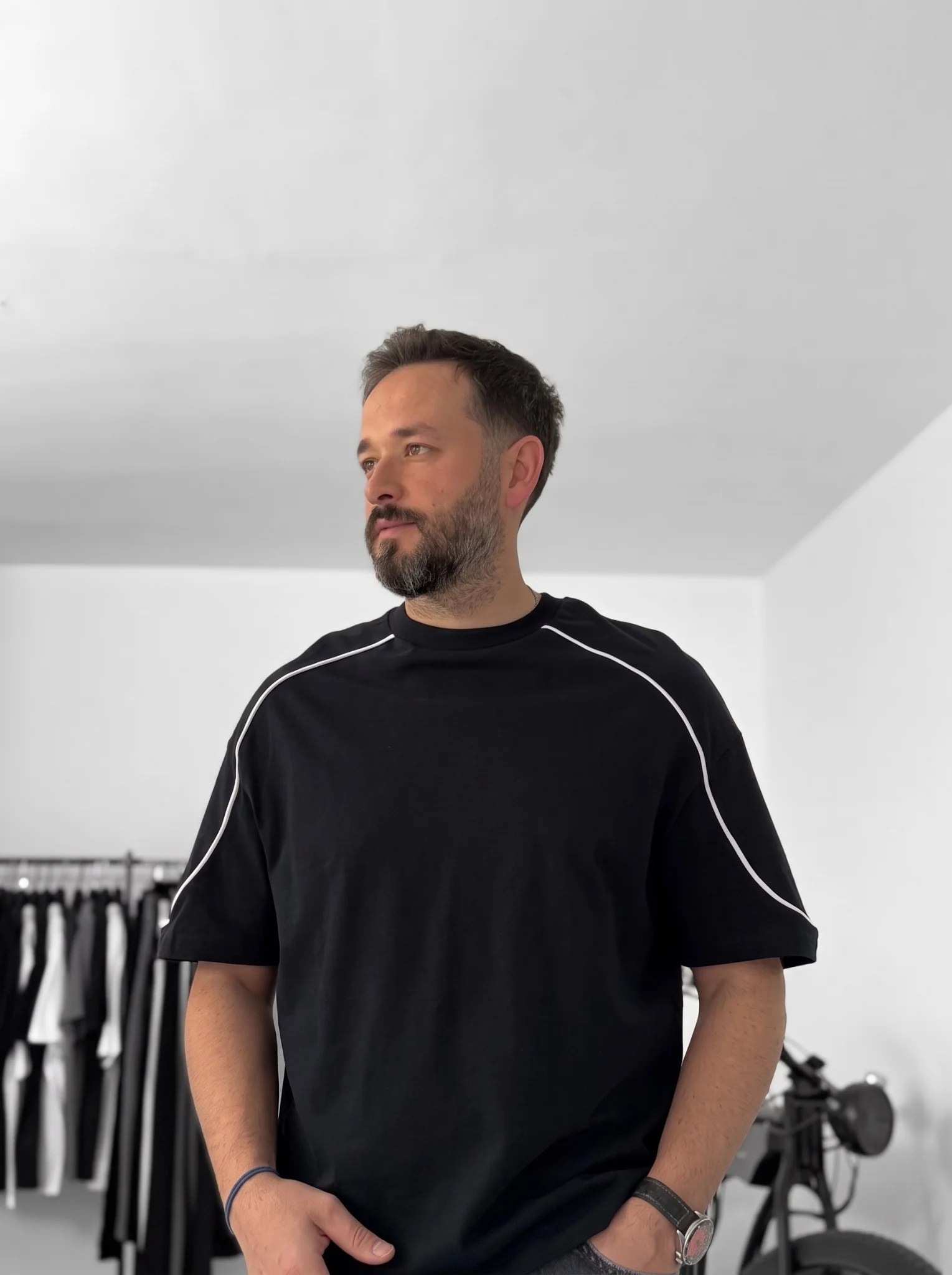 Piped Oversized T-Shirt - Black