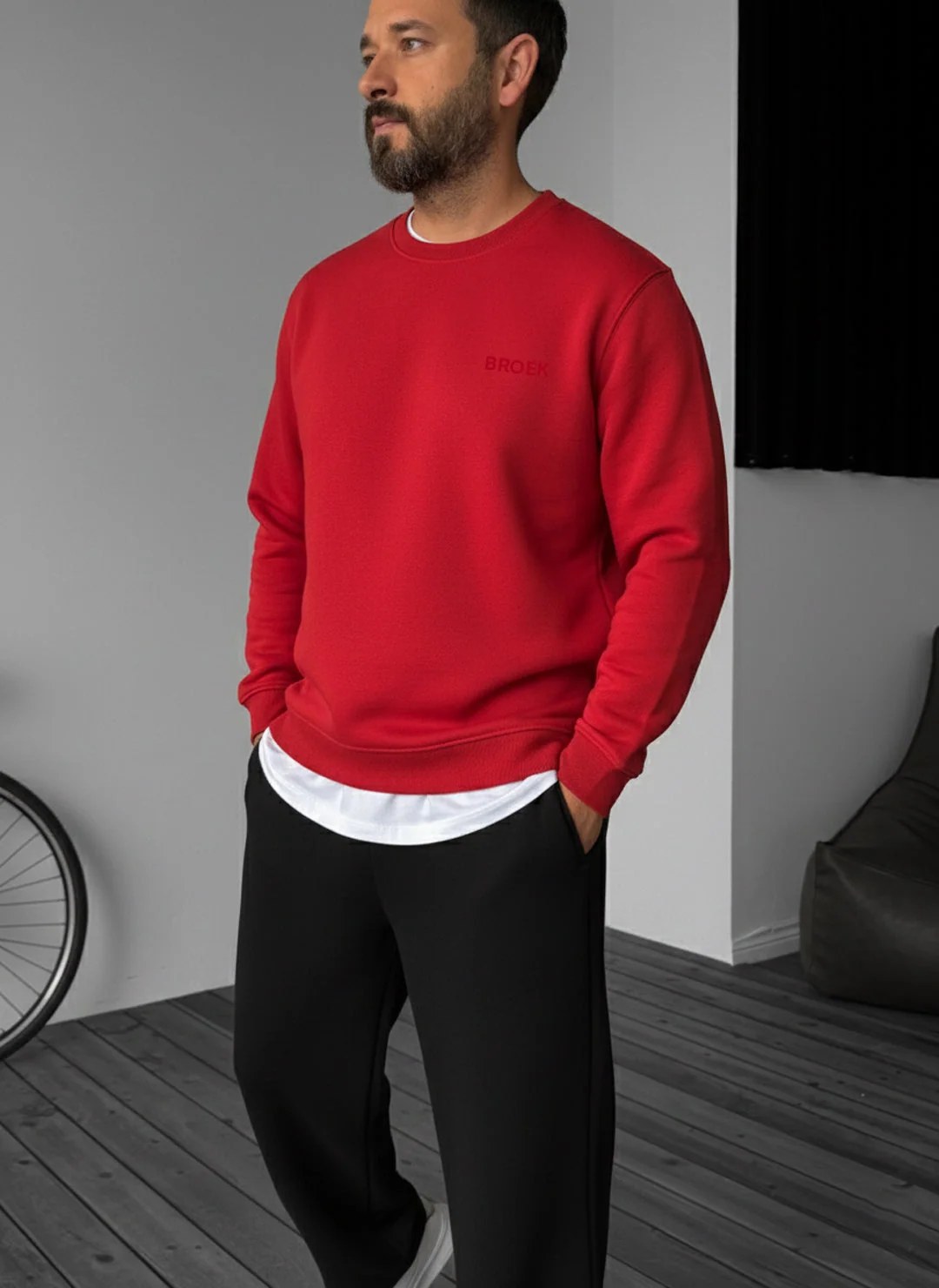 Oversized Crewneck Sweatshirt - Red