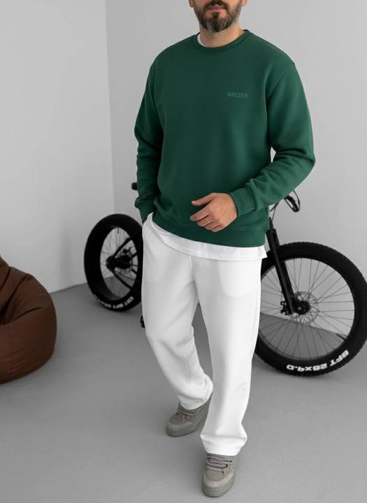 Oversized Crewneck Sweatshirt - Olive Green