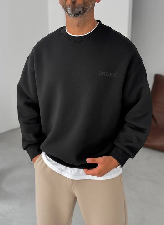 Oversized Crewneck Sweatshirt - Black