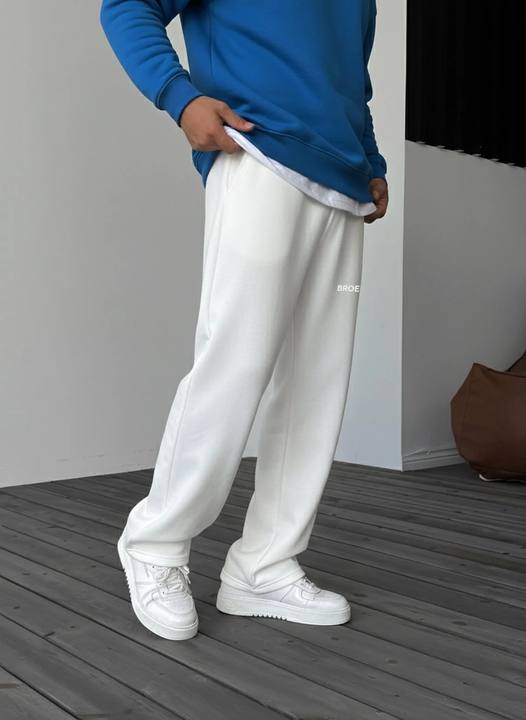 Wide-Leg Fleece Sweatpants - White