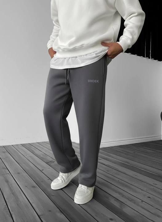 Wide-Leg Fleece Sweatpants - Smoked