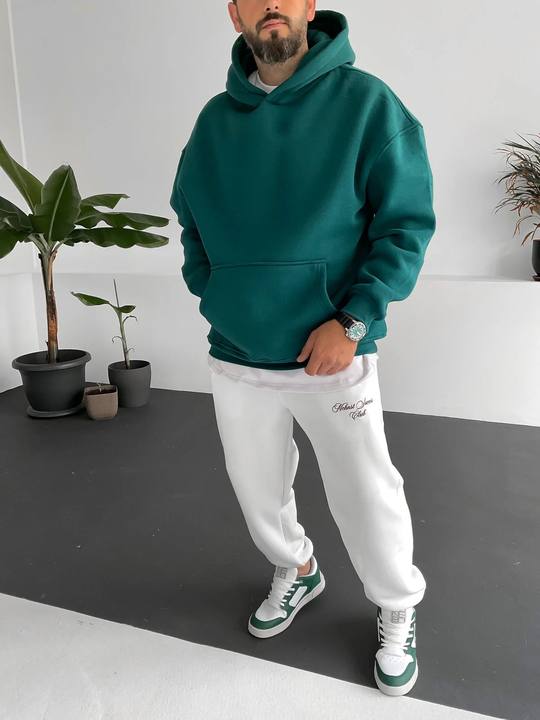 Dark Green "i'm-not-lazy" Printed Oversize Hoodie