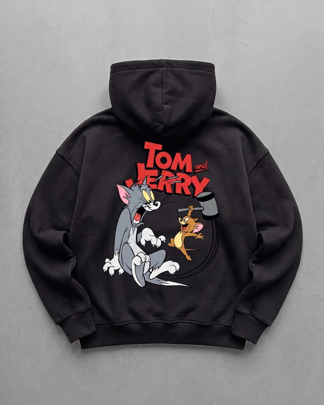 Black "tom-jerry" Printed Oversize Hoodie