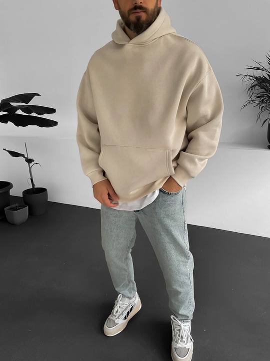 Beige "tomorrow-will-be-butter" Printed Oversize Hoodie