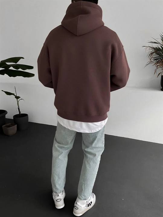 Brown "Loser" Printed Oversize Hoodie