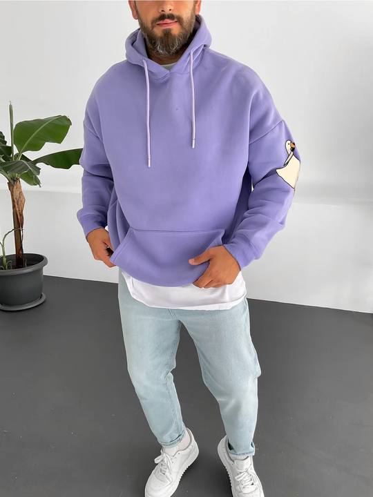 Purple "Peace" Printed Oversize Hoodie