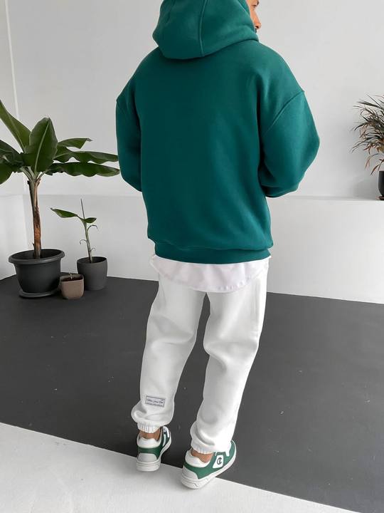 Dark Green "Loser" Printed Oversize Hoodie