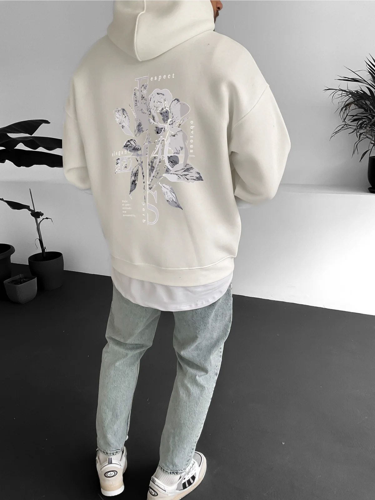 Off-White "Flower" Printed Oversize Hoodie