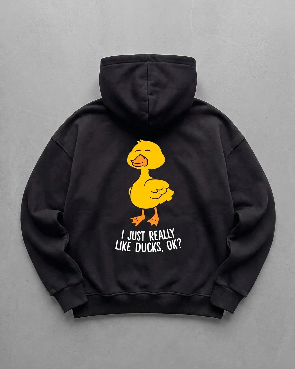 Black "Duck Lover" Printed Oversize Hoodie