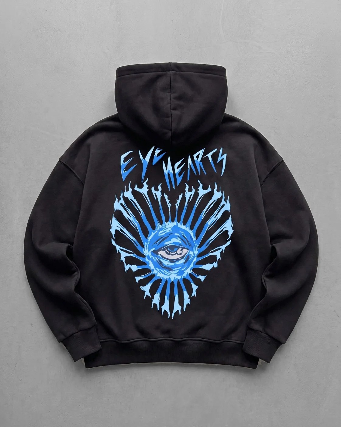 Black "Eye Hearts" Printed Oversize Hoodie