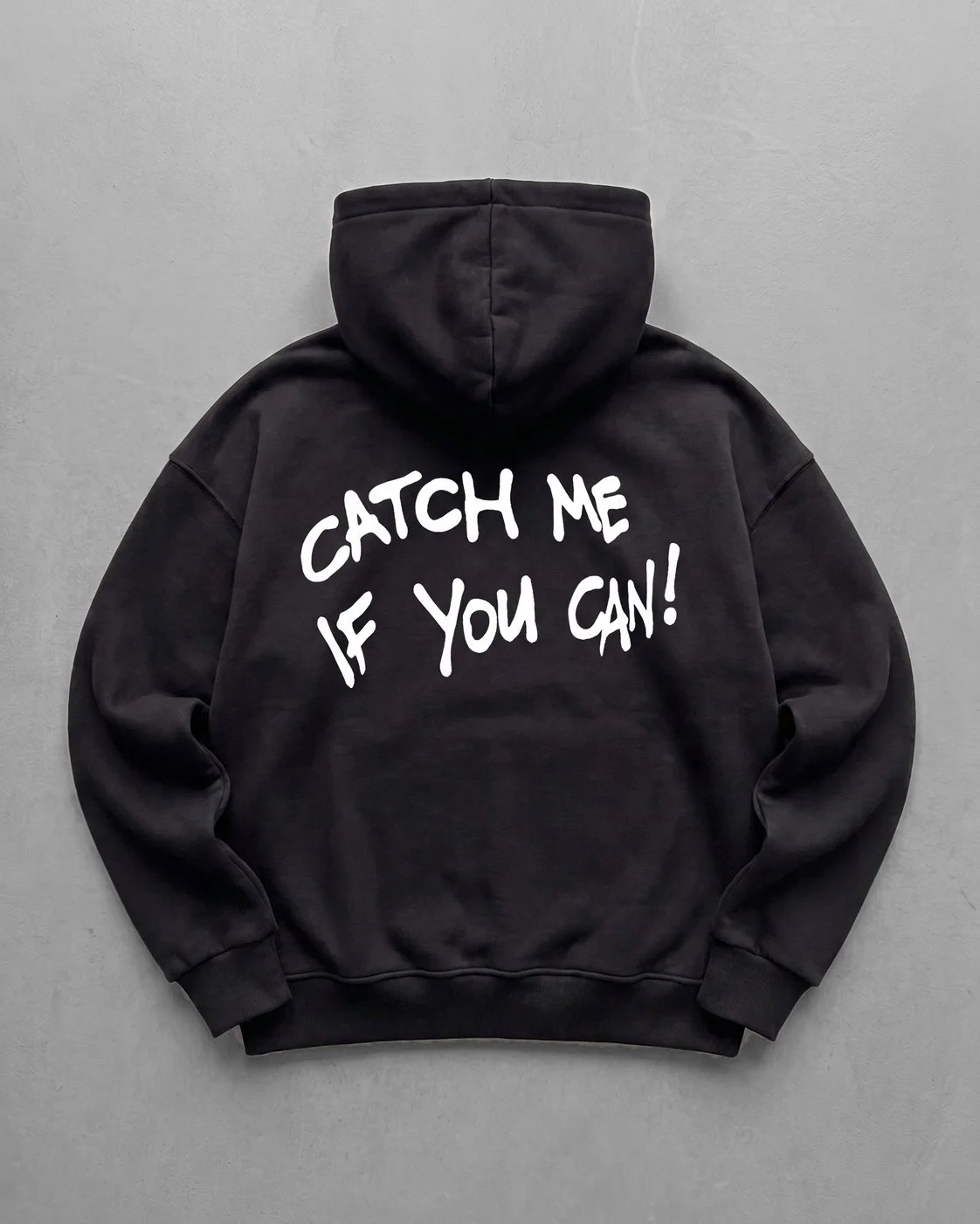 Black "Cat" Printed Oversize Hoodie