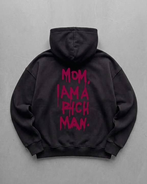 Black "Success" Printed Oversize Hoodie