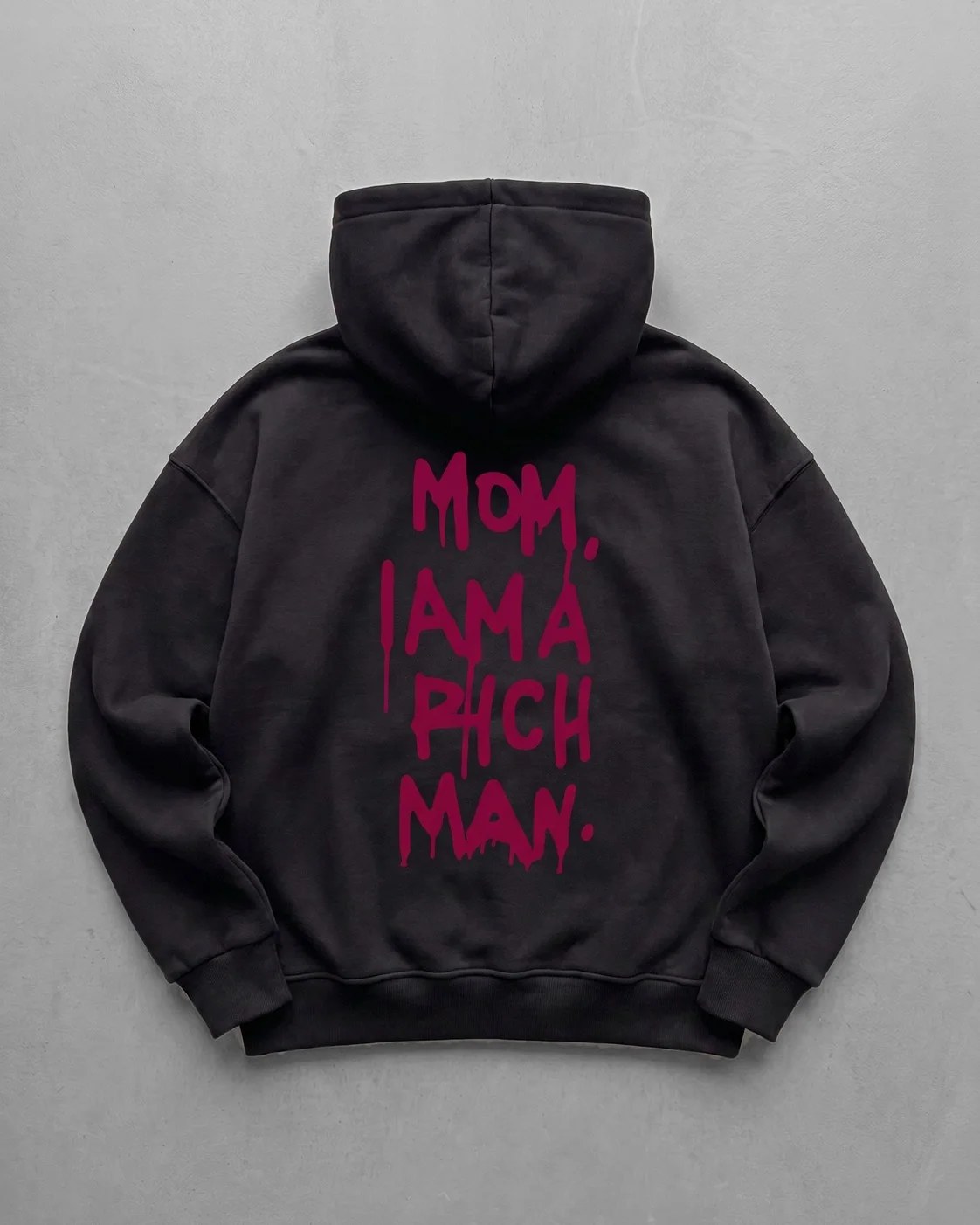 Black "Success" Printed Oversize Hoodie