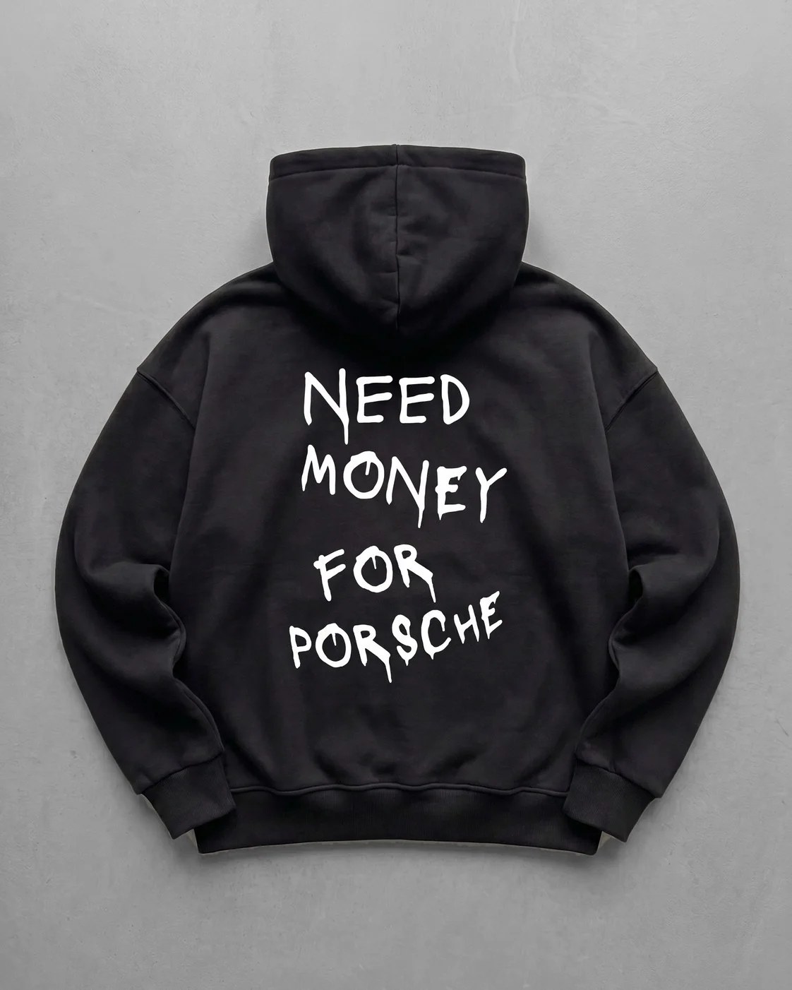 Black "Porsche" Printed Oversize Hoodie