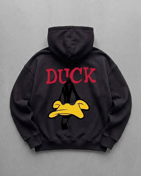 Black "What's the duck" Printed Oversize Hoodie