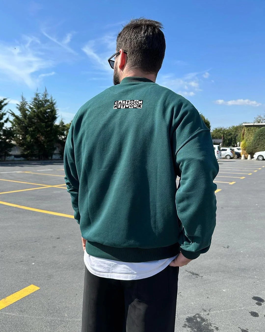 Dark Green "Adults Swim" Printed Oversize Sweatshirt