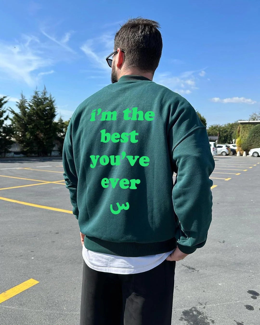 Dark Green "Exceptional" Printed Oversize Sweatshirt