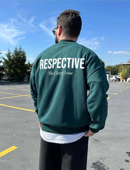 Dark Green "Respective " Printed Oversize Sweatshirt