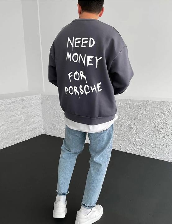 Smoked "Porsche" Printed Oversize Sweatshirt
