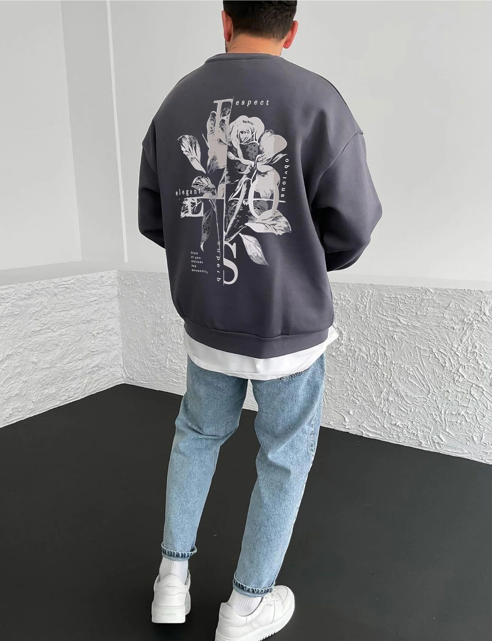 Smoked "Flower" Printed Oversize Sweatshirt