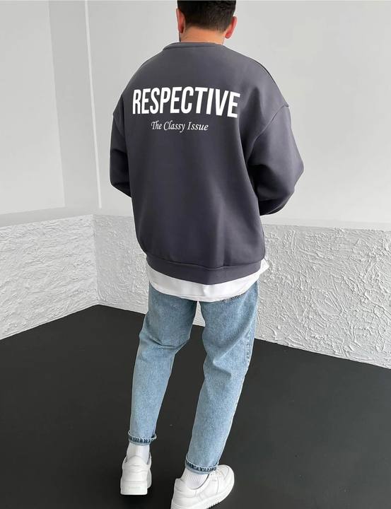 Smoked "Respective " Printed Oversize Sweatshirt