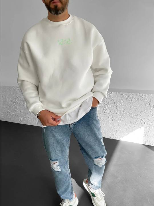Off-White "12:12" Printed Oversize Sweatshirt