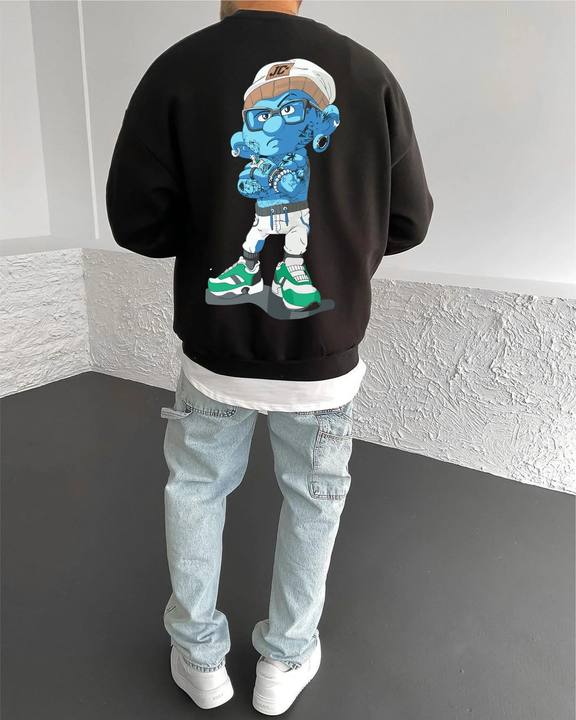 Black "Crime" Printed Oversize Sweatshirt