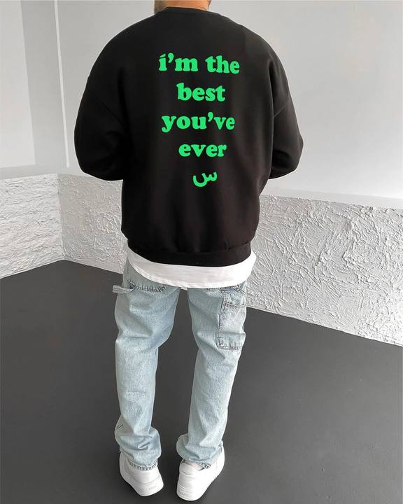 Black "Exceptional" Printed Oversize Sweatshirt