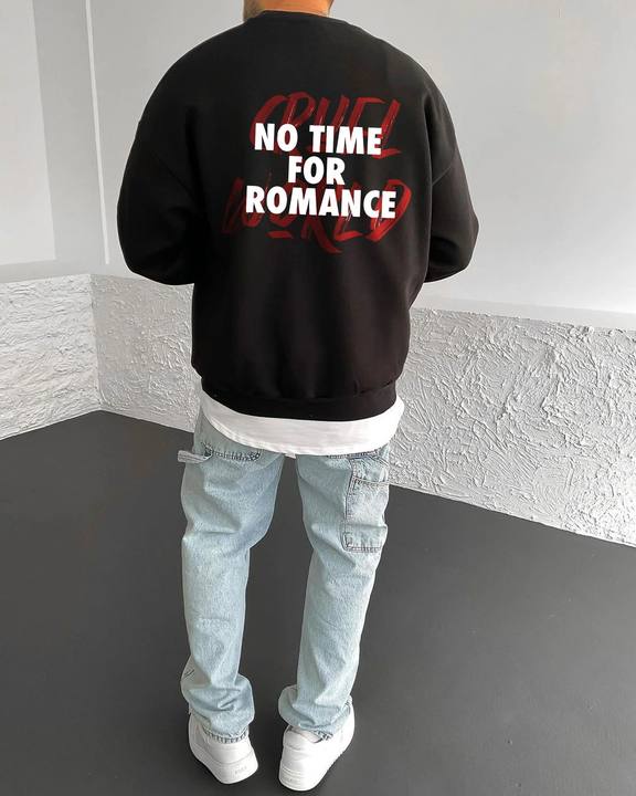 Black "Priority" Printed Oversize Sweatshirt