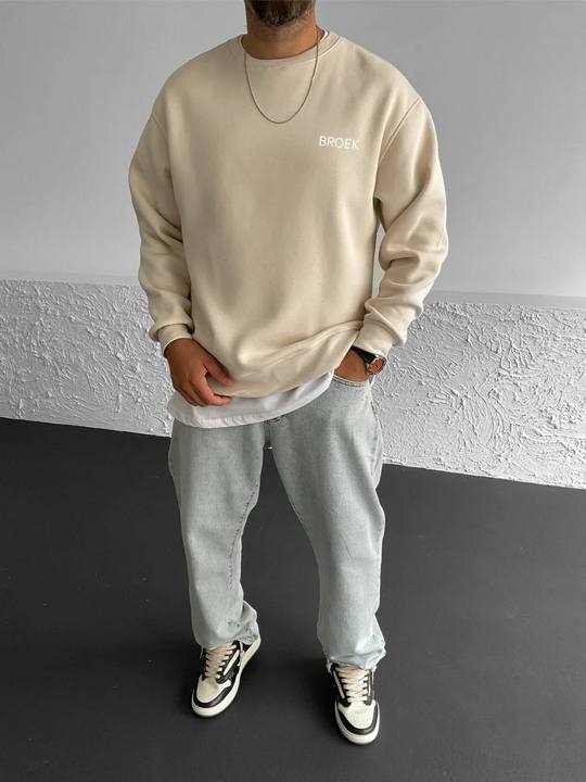 Beige "Break" Printed Oversize Sweatshirt