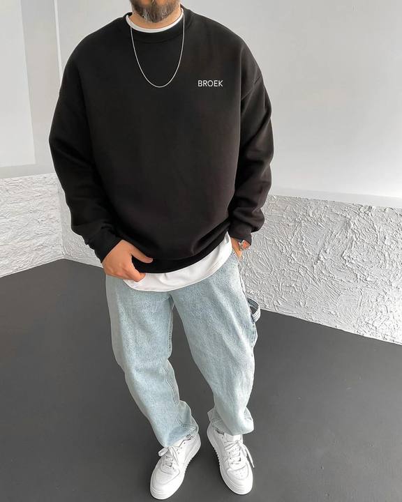 Black "Life" Printed Oversize Sweatshirt